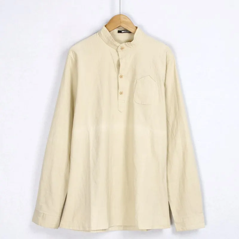 

Autumn 2025 Women's Casual Cotton Linen Long Sve irt Pure Color Loose Fit Versatile Small Top Large Size Faionable