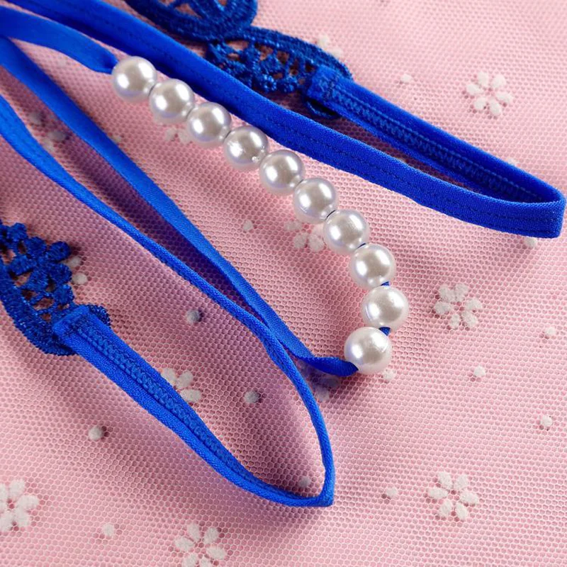 Women panties sexy lingerie g-string hong Thin rope Hollow Open file Beaded pearl No trace Breathable Underwears