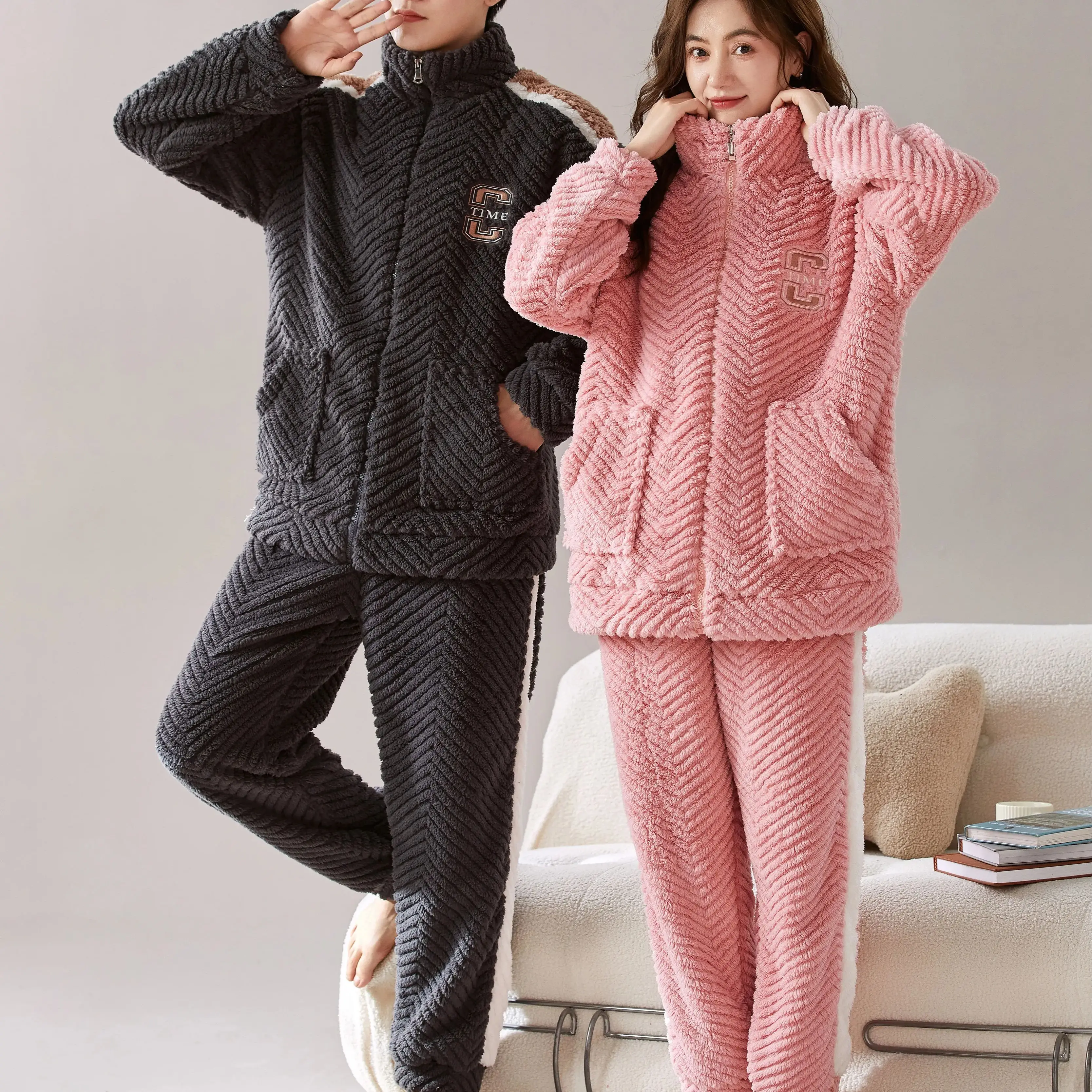 

Couple Sleepwear Winter Women'S Nightwear Pijamas De Hombre Set Negligee Wear Loungewear Pyjama Couples Pajamas Men And Woman