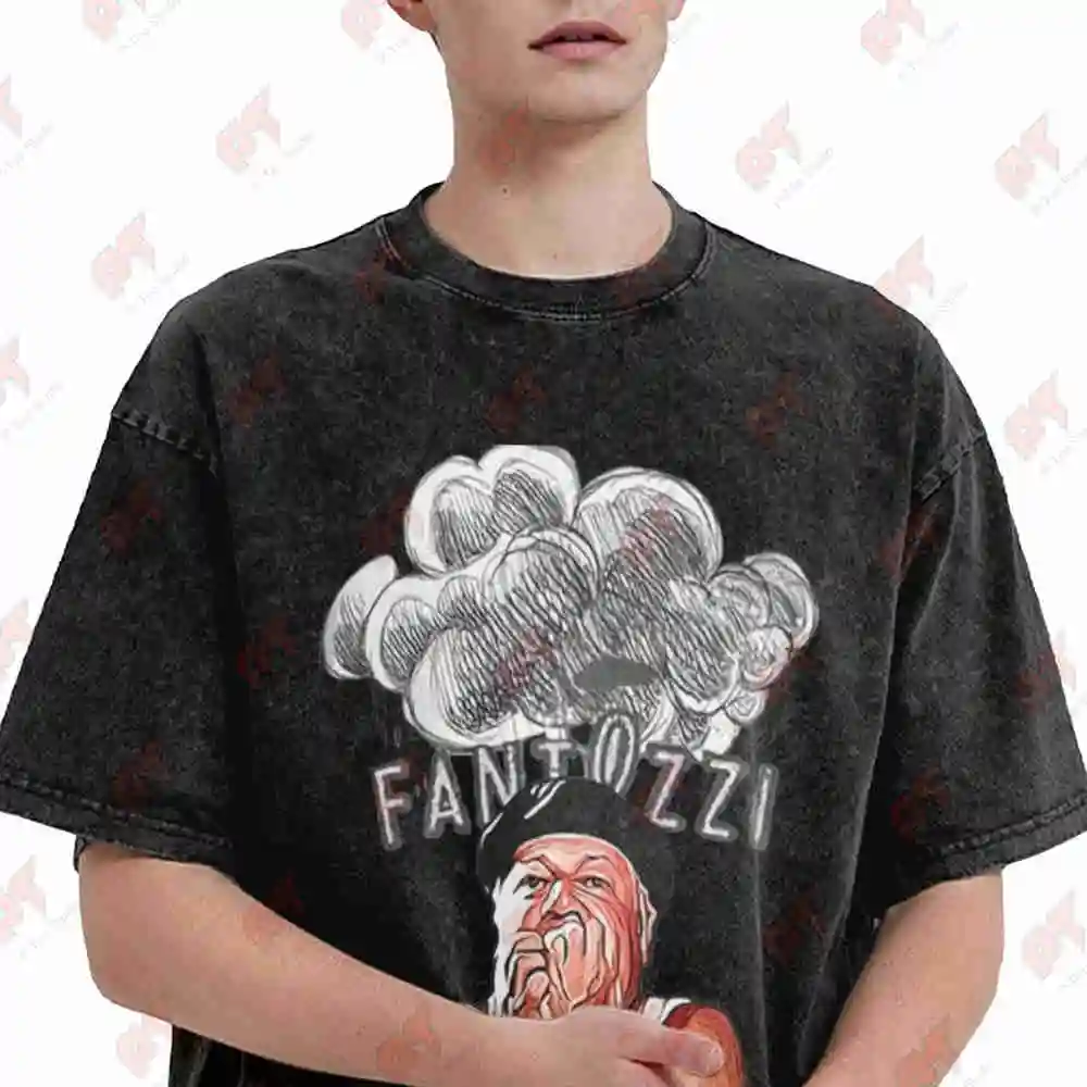 Fantozzi Character Cloud Phrase Com E Umano Italian Comedy Vintage Washed Tee Pure Cotton T-Shirt