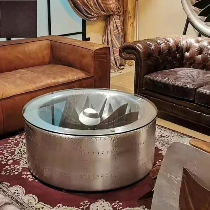 aviation furniture aviator coffee table luxury industrial aluminium Riveted cwenter table aircraf inspired table vintage style