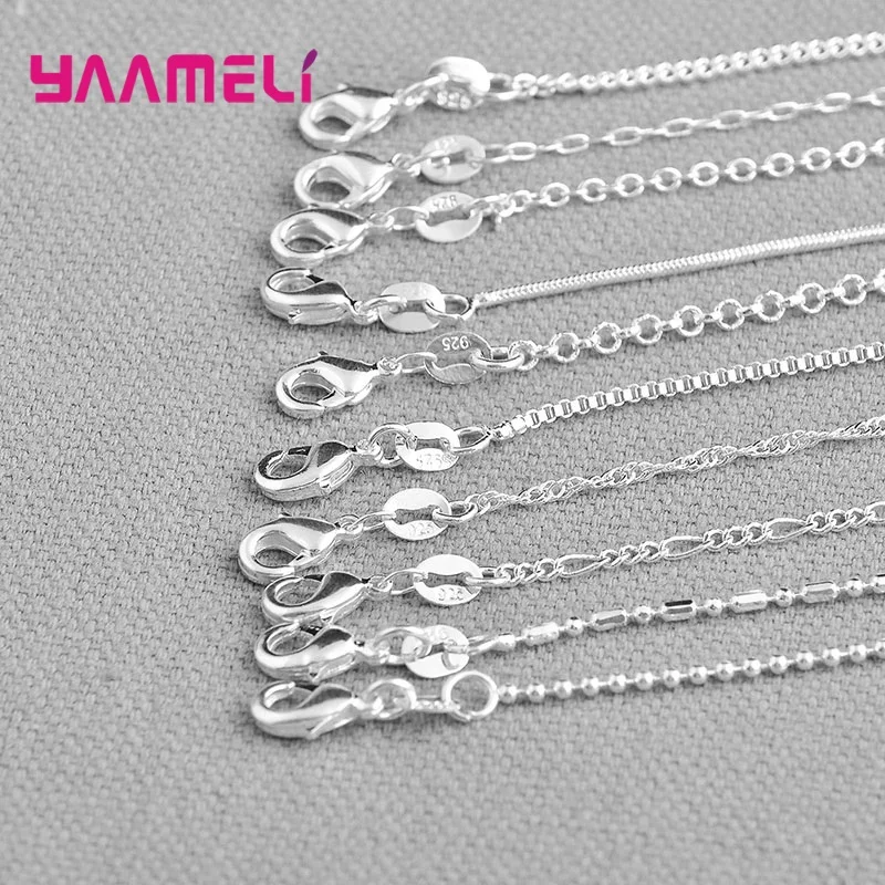 5Pcs Wholesale 925 Sterling Silver Jewelry Necklace 15 Styles Solid Snake Chain Necklace for Men   Women Party Jewelry Gift