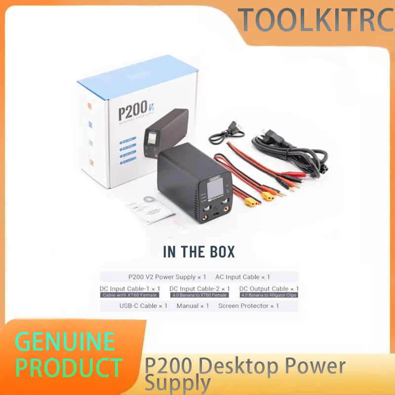 ToolkitRC P200 V2 AC100W DC200W 65W 미니 데스크탑 고속 충전기 IPS LCD 광각 디스플레이 타입-C 프로토콜 지원 USB 출력