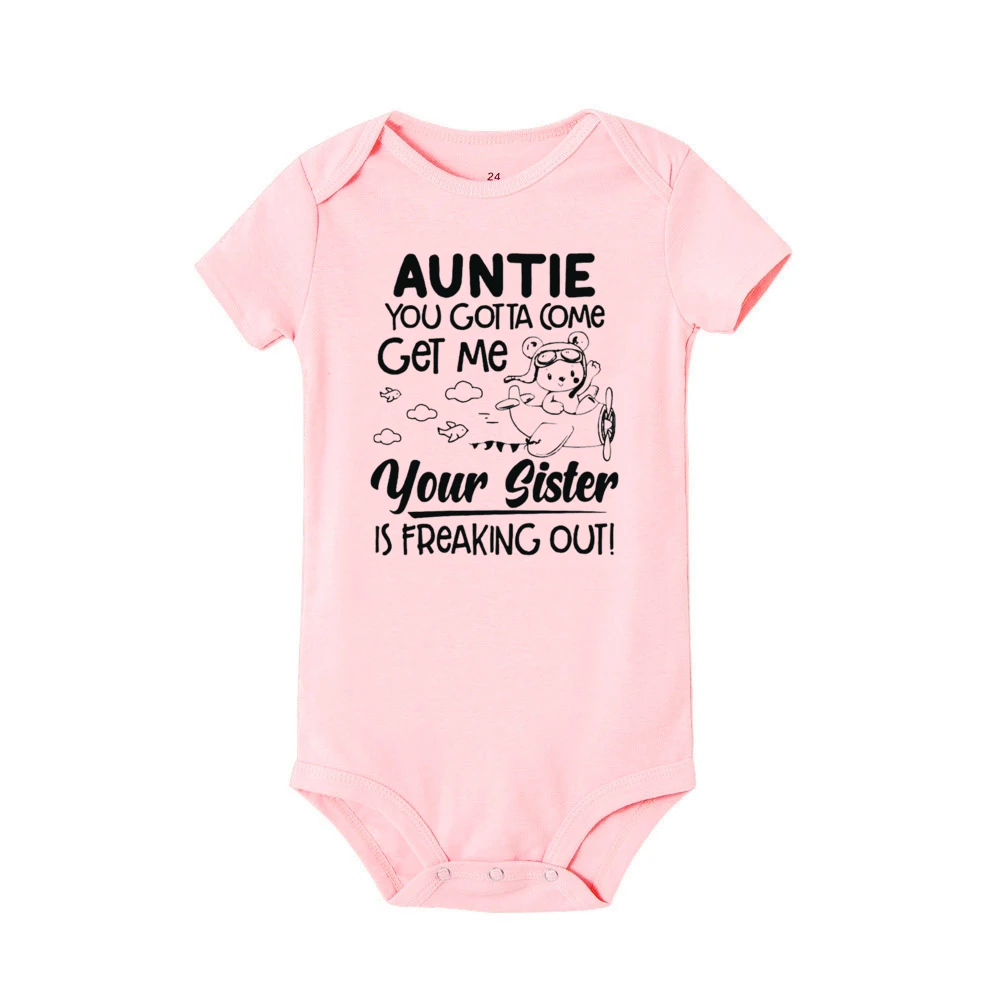 Aunite You Gotta Come Get Me Your Sister Is Freaking Out Printed Baby Romper Newborn Summer Bodysuit Infant Short Sleeve Clothes