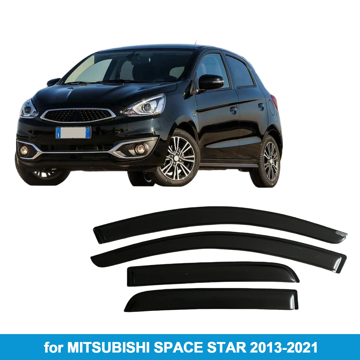 

Window Visor for MITSUBISHI SPACE STAR 2013-2021 Rain Guard Side Vent Deflector Weathershield Outside-Mount Tape On