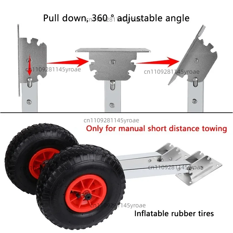 2Pcs Vessel Moving Assistant Wheel, 300KG Load‑Capacity Aluminum Frame, 26CM Diameter Rubber Tire for Watercraft