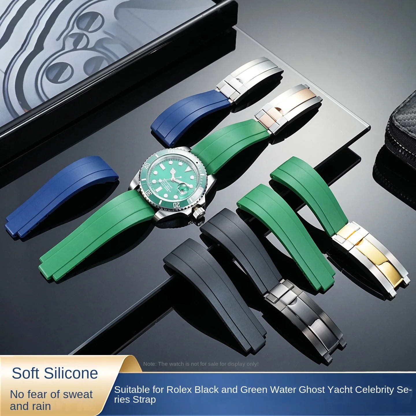 Pulseira de borracha de silicone para rolex-strap submarinista daytona deepsea oysterflex relógios banda gmt pulseira esporte relógio cinta 20mm