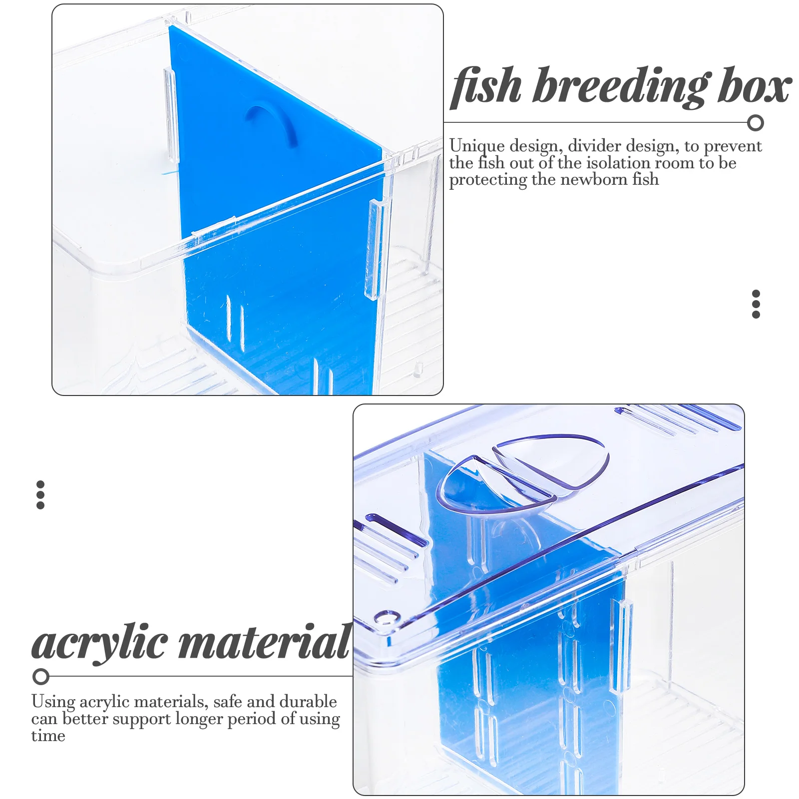 

Breeding For Betta Guppy Acrylic Hatchery Isolation Divider Home Fish Box Breeding Container Aquarium Incubator Shrimp