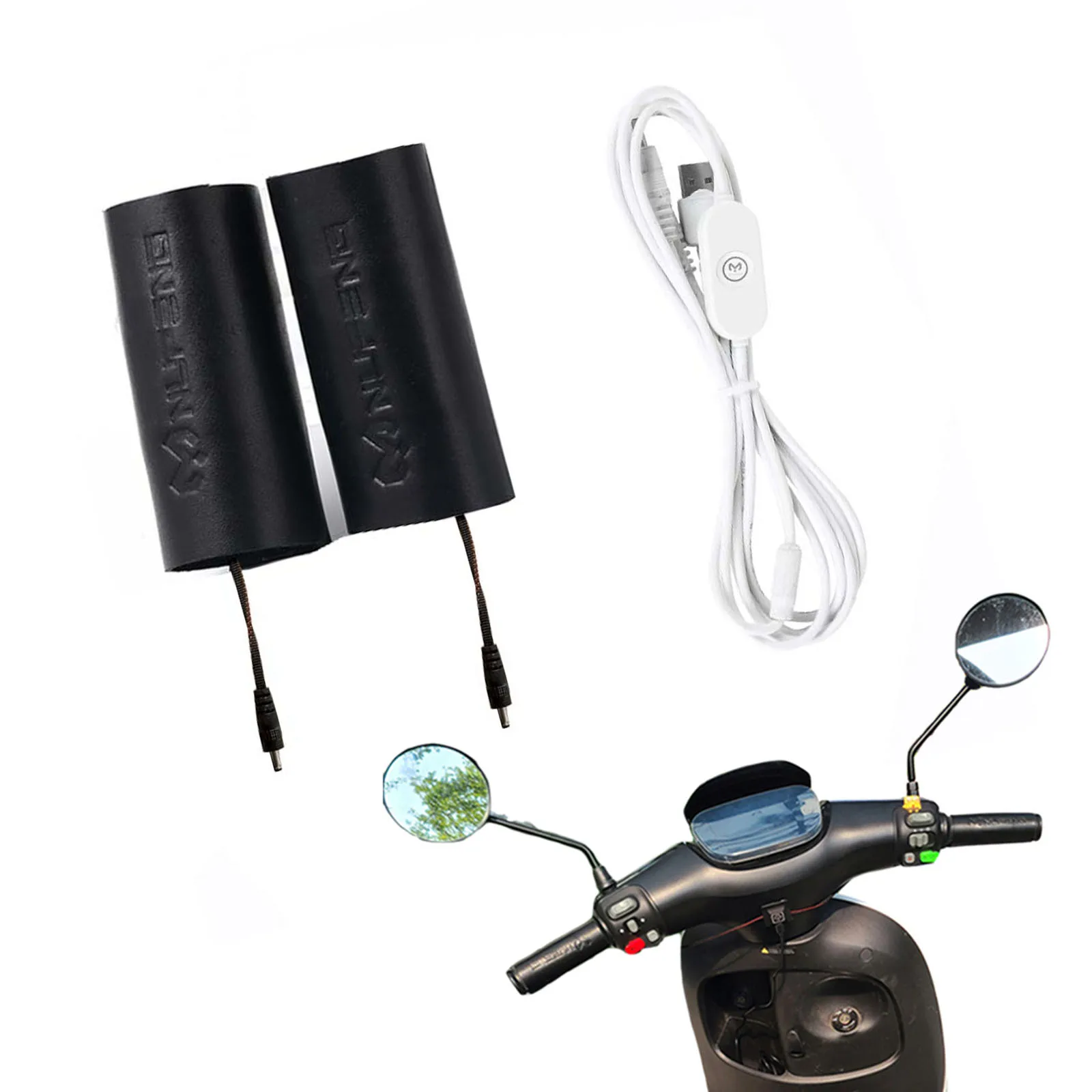 

Heated Motorcycle Handlebar Grips Warmer USB Anti Slip Scooter Moped Bar Hand Warmer 3 Gear Waterproof with Switch Hot Handlebar