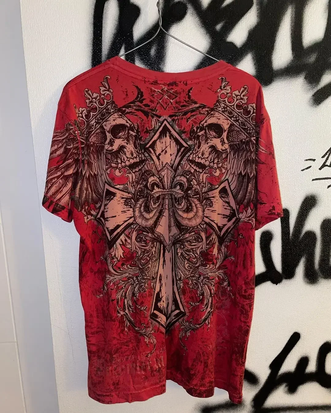 90s Affliction T shirt Hip Hop Round Neck Oversized Long sleeved T