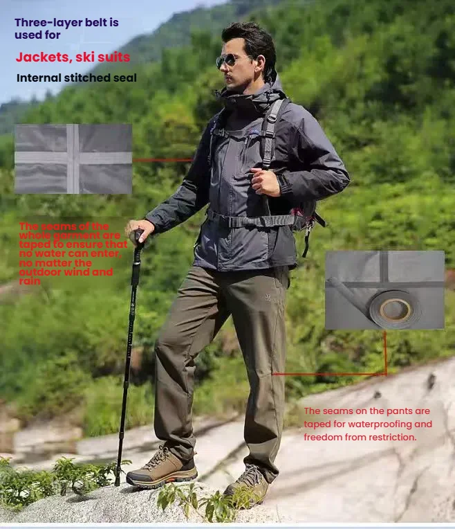 Il nastro da cucire per muta da sub impermeabile grigio a 3 strati largo 3 cm è adatto per tute da sci da alpinismo e abbigliamento impermeabile