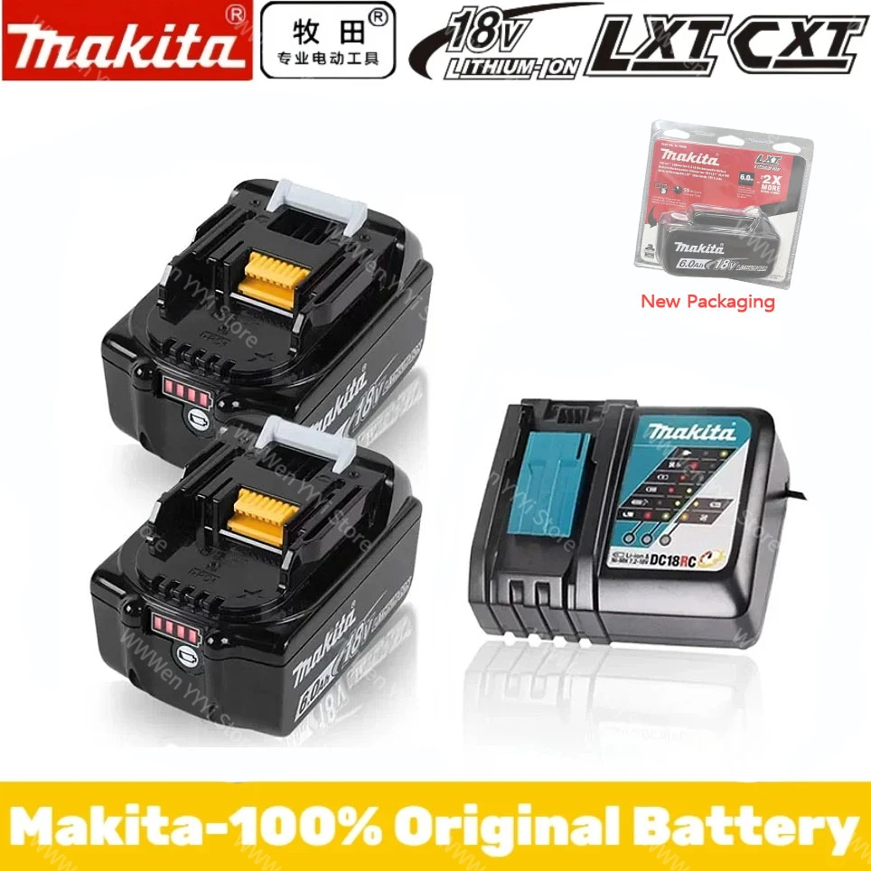 

100% Original Makita Rechargeable Power Tool Battery, Replaceable LED Lithium-ion 6.0 Ah 18V LXT BL1860B BL1860BL1850 BL1830