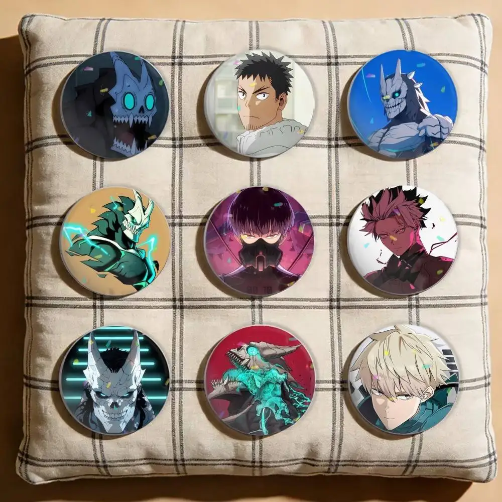 Anime K-Kaiju No 8 Laser Badge Creative Pins Brooch for Bag Clothes Hat Decor Gifts Fans Collect