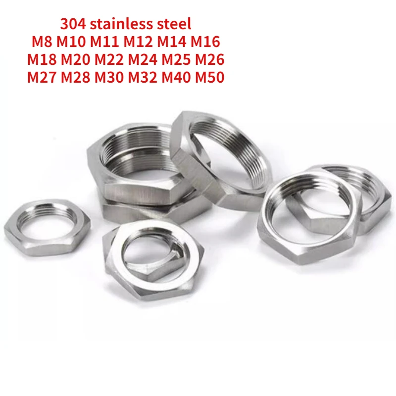 

M8 M10 M11 M12 M14 M16 M18 M20 M22 M24 M25 M26 M27 M28 M30 M32 M40 M50 304 Stainless Steel Hex Lock Nut Pipe Fitting Connector