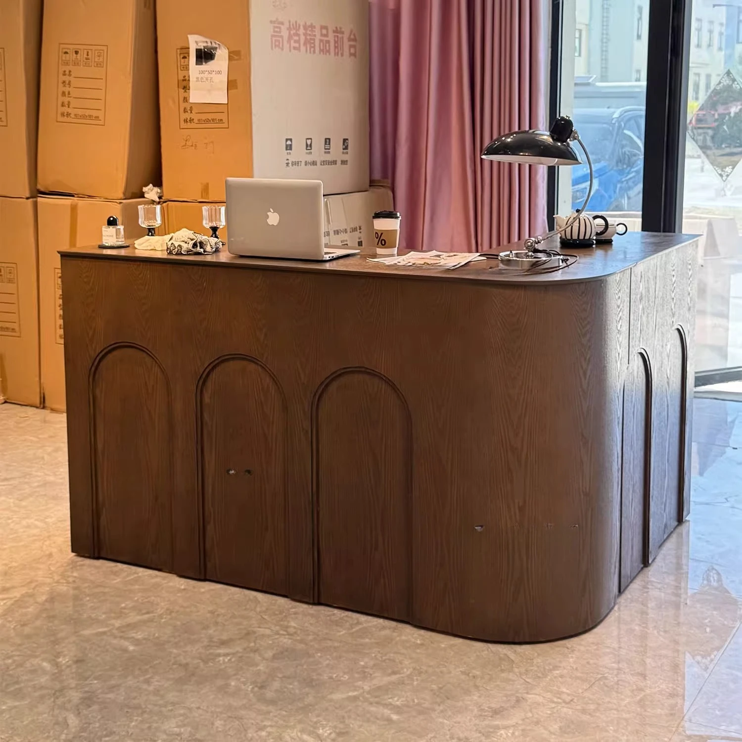 Clothing store bar checkout page store small women's clothing store black paint counter