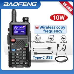 Baofeng UV-5RM 10W Walkie Talkie 6 Band Wirless Copy Frequency Type-C Charger Upgraded UV 5R Transceiver Ham Two Way Radio