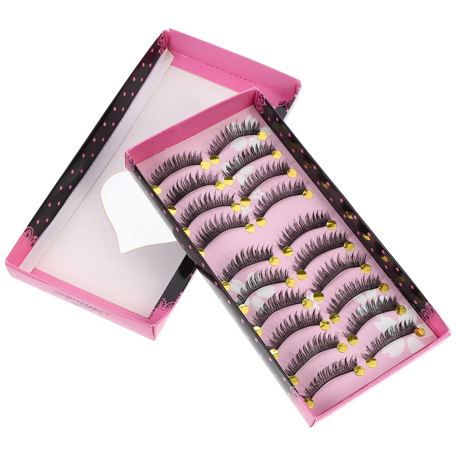 

10Pairs False Eyelashes Fake Lashes Artificial Fiber Makeup Lashes for Daily Wear Party Use Natural Long Dense Eyelashes Women