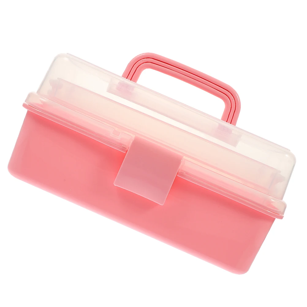 

Pink 3 layer Storage Box 27x17x13 Foldable Desk ganizer Multi function Stationery Case Reusable Pen Container