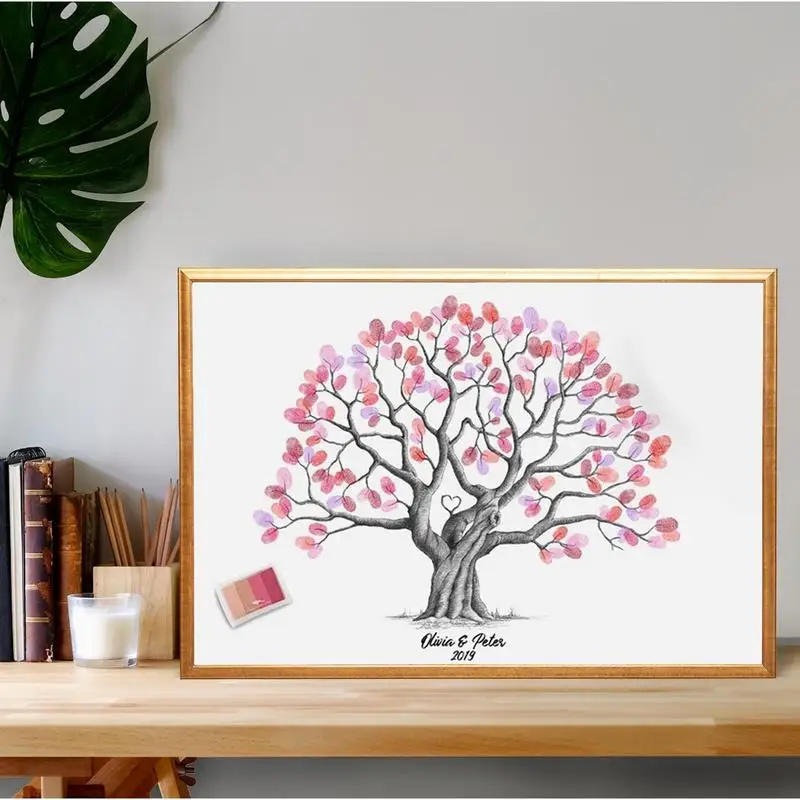 Fingerprint Tree Canvas Beautiful Unique Alternative Canvas Wedding Guest Book Fingerprint Tree Creative DIY Sign-In Book party