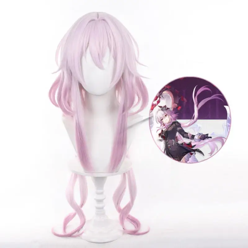 

March 7th Evernight Cosplay Wig Long Pink Purple Pink Wig Heat Resistant Synthetic Wigs Halloween Carnival Party Costume Wig Cap