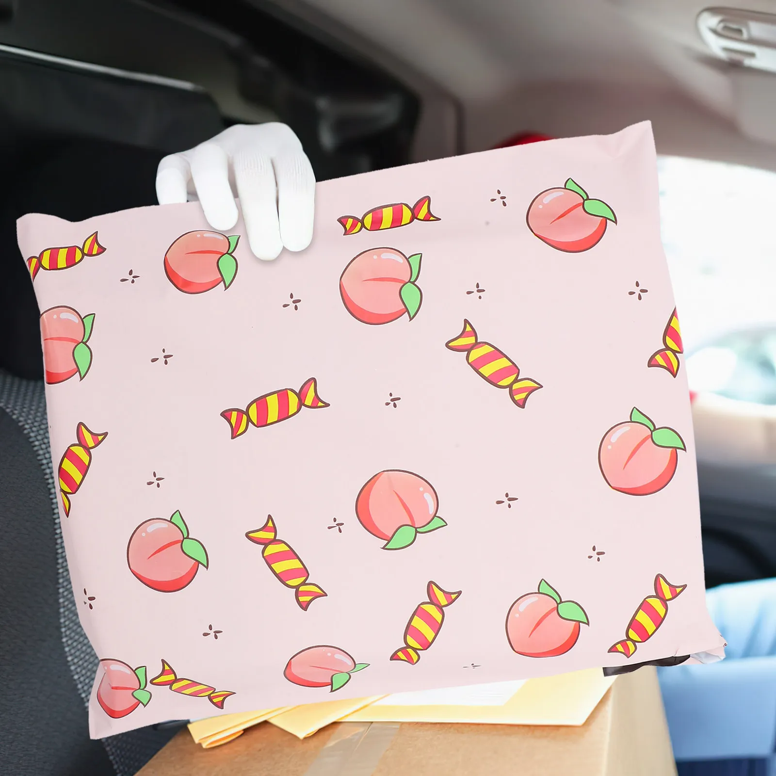 

100Pcs Peach-Shaped Shipping Bags Thick Anti-Wear Self-Adhesive Poly Mailers Leak-Proof Mailing Envelopes for Small