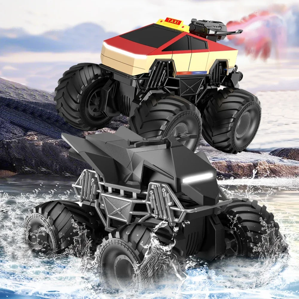 رذاذ 2.4G مركبة برمائية برمائية بأربع عجلات للطرق الوعرة مع خمسة مصابيح، مناسبة للعب الداخلي والخارجي