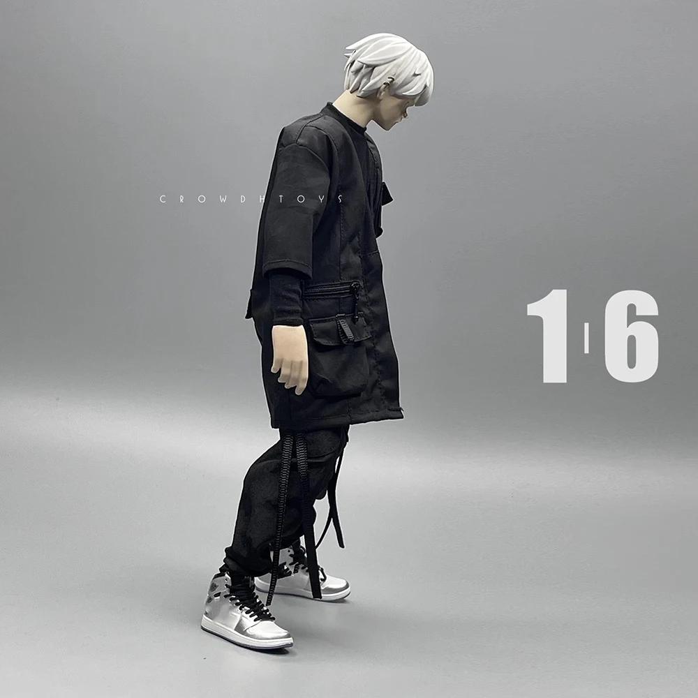 1/6 3ATOYS moda czarny płaszcz kamizelka luźne spodnie akcesoria obuwnicze dla 12 "figurka lalki kolekcjonerskie DIY