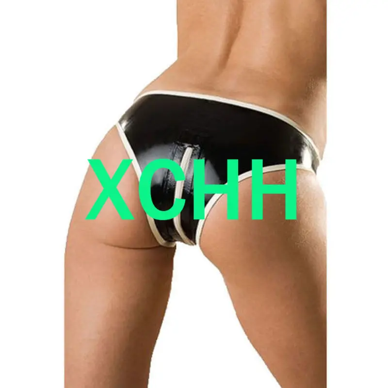 

Sexy Latex Underwear Briefs Handmade Women Short Pants with Crotch Zipper