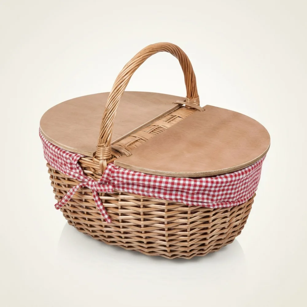 

Vintage Wicker Picnic Basket with Split-Lid Design & Washable Liner - Perfect Romantic Gift for Couples