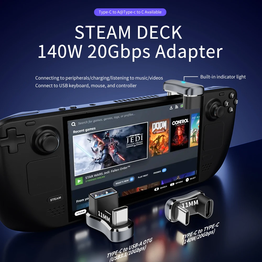 STEAM DECK-Adaptateur de console de jeu, public de type-c vers type-c femelle, USB femelle