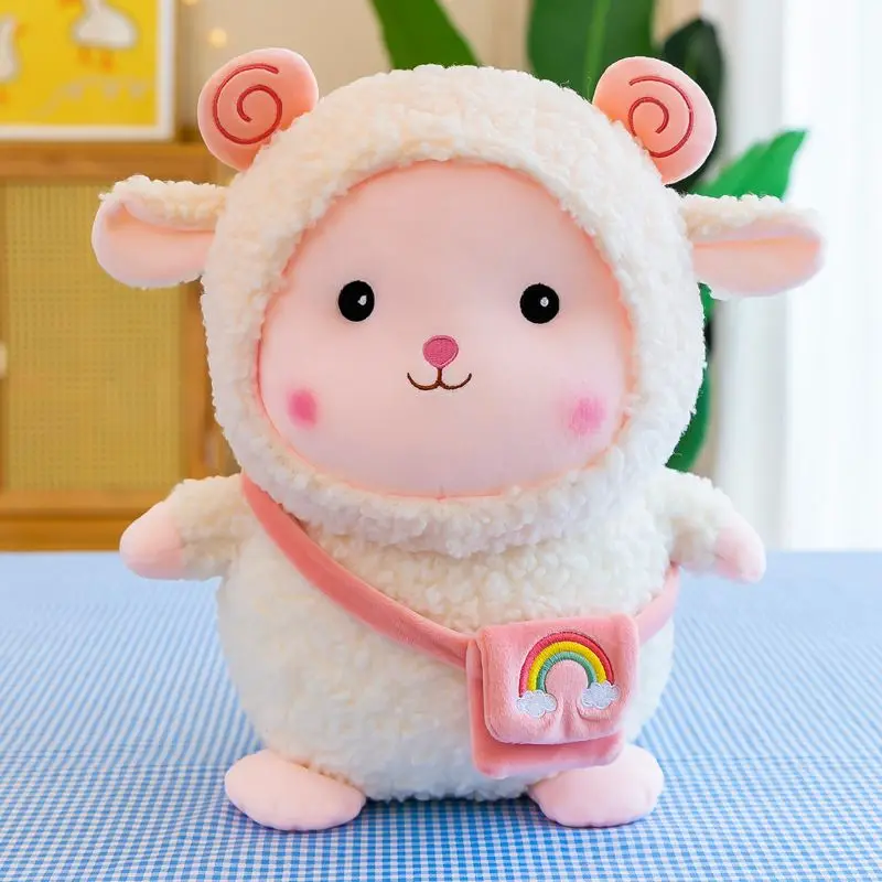 22cm Plush Backpack Lamb Toys Cute Pink White Green Animal Stuffed Plush Cartoon Toys for Boys Girls Christmas Birthday Gifts