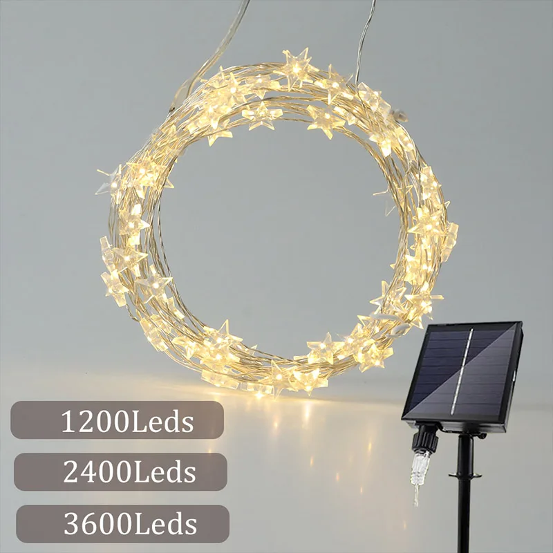 

24Meters Outdoor Solar Power String Lighting LED Star Fairy Lamp Waterproof IP44 Decoration For Garden Wedding Party Garland DIY