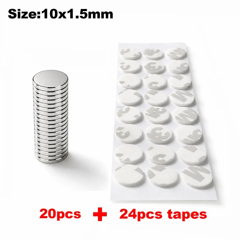 10/12/15/20mm Starke Magnete mit Doppelseitigem Klebeband Runde Permanente Leistungsstarke Neodym-Scheiben für Kühlschrank Basteln Aufkleber