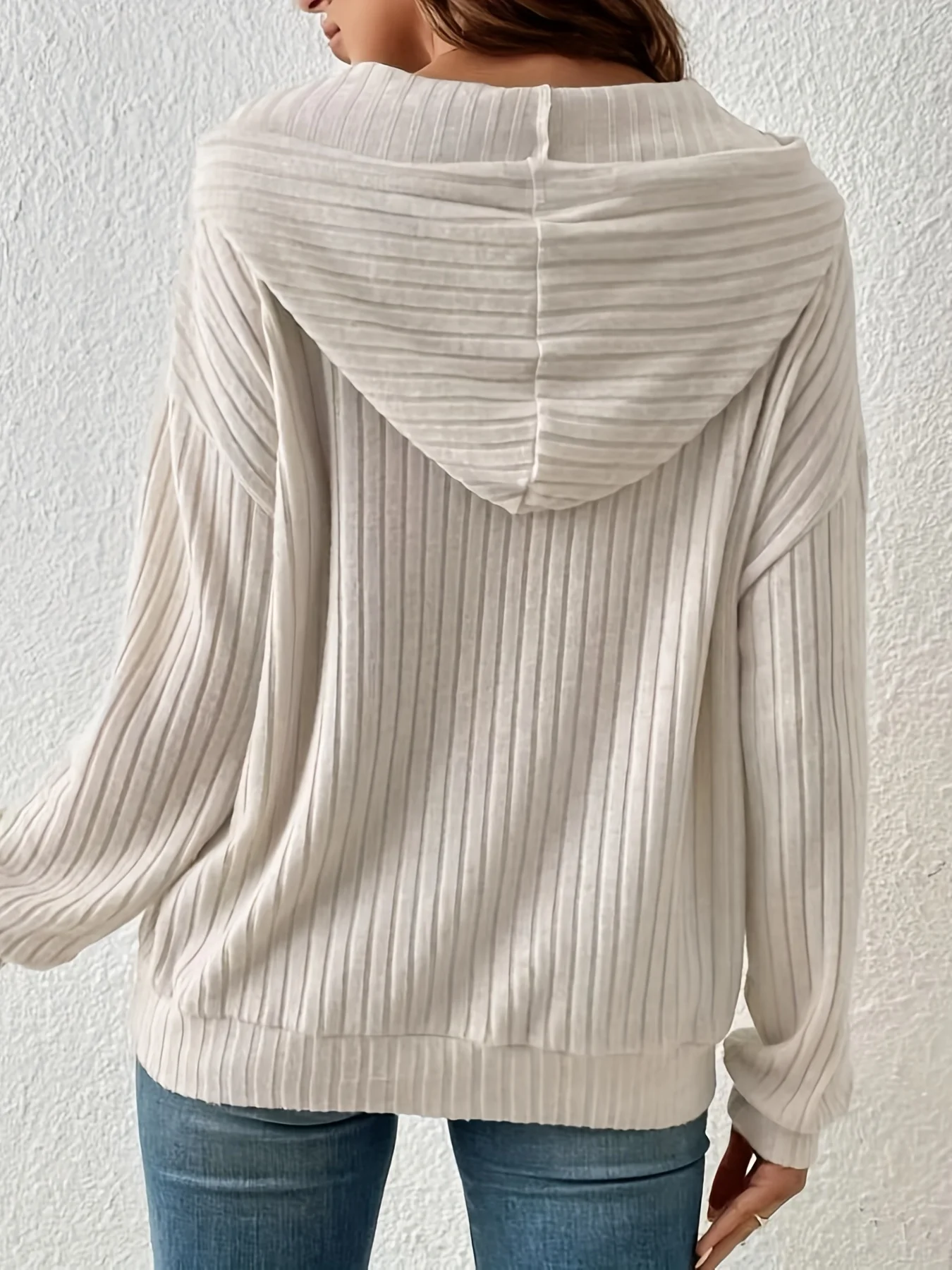 Women\'s Plain Drawstring Drop Shoulder Hoodie Casual Pocket Hooded Sweatshirt For Fall Winter Fashion Ladies Clothes