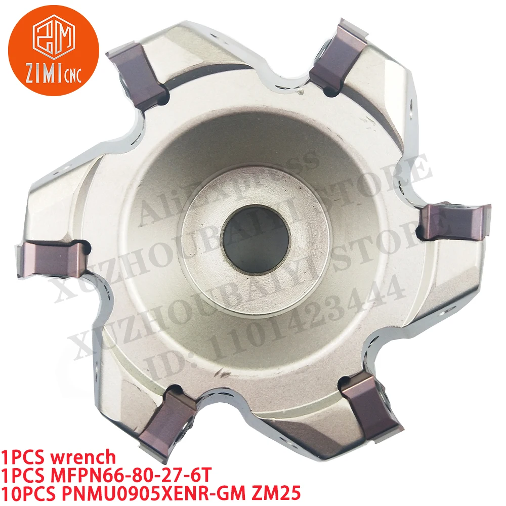 Imagem -02 - Disco de Fresa Frontal Mais 10pc Pnmu0905xenr-gm Zm25 Insere Ferramenta Cnc Pastilhas para Fresamento de Metal Duro Mais Chave Inglesa Unidade Mfpn6680276t