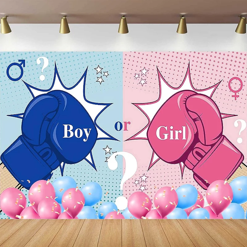 Boxing Photography Backdrop Gender Reveal Theme Background Poster For Baby Shower Party Decor Banner