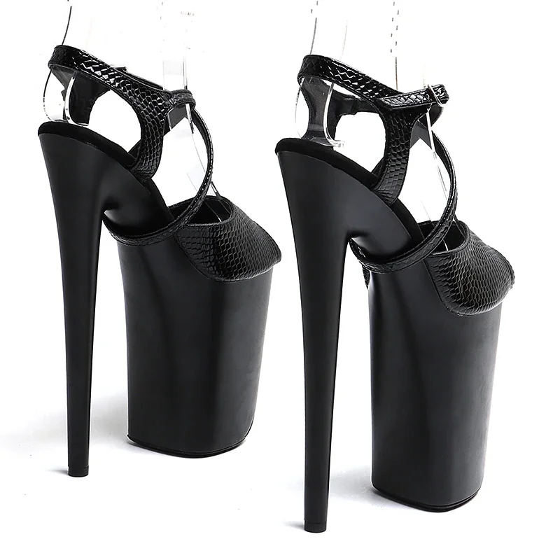 Leecabe 23CM/9inches Sanke  PU  upper fashion trend exotic  Matte baking paint Platform High Heels Sandals Pole Dance shoes