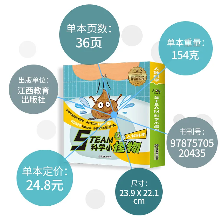 Science Monster Human Science Series, Children's Body Cognition Early Education Puzzle Science Popularization Colorful Notebook