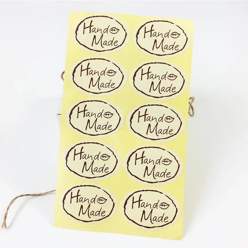 

100pcs/pack Oval Grass HandMade Leaf Sealing Sticker For Gift Cake Baking Packaging Making