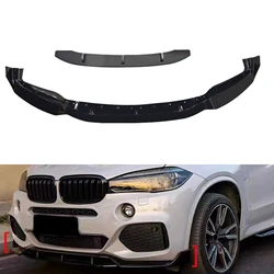 Front Bumper Spoiler Lip For BMW X6 F16 30d 35i 40d M50i M50d M Sport 2015-2019 Gloss Black Lower Body Protector Kit Splitter