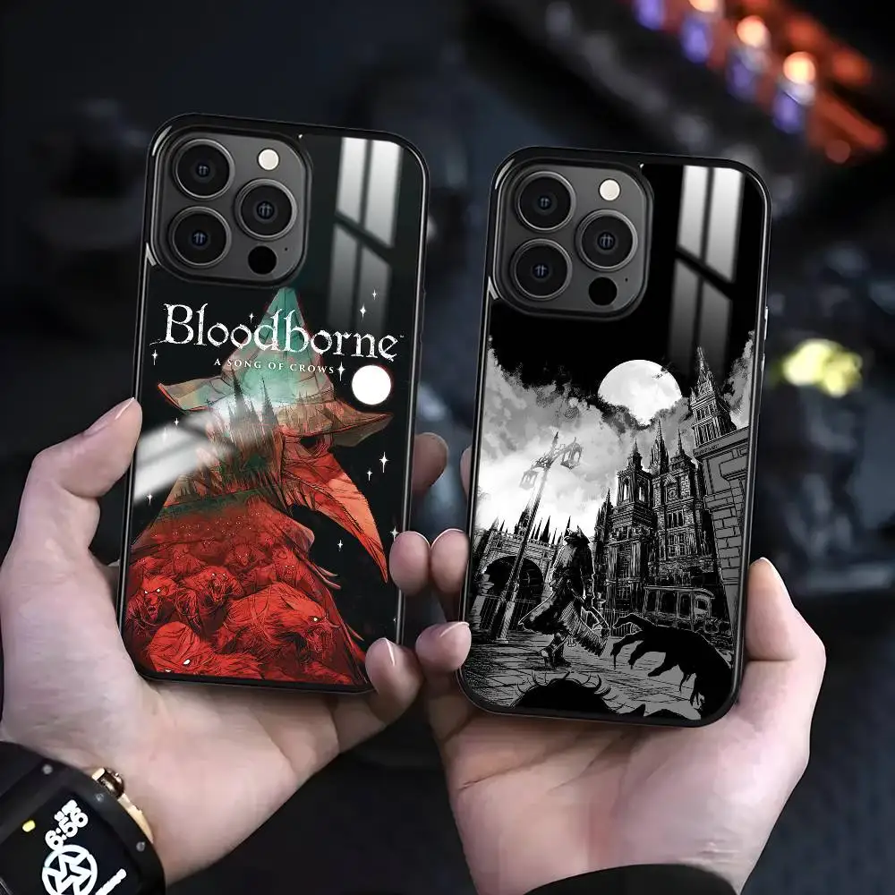 เคสโทรศัพท์ลายเกม Hot B-BloodborneS สำหรับ iPhone 16 15 14 13 12 11 Pro Max Plus Mini รองรับการชาร์จไร้สาย แบบแม่เหล็ก แข็งแรง