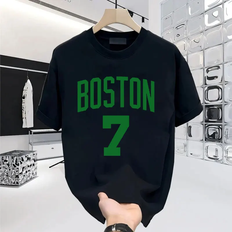 2024 FMVP Basketbal Boston No.7 Printed Cotton T-Shirt Man Fashion Couple Oversized Clothes Personalized Pattern High Quality