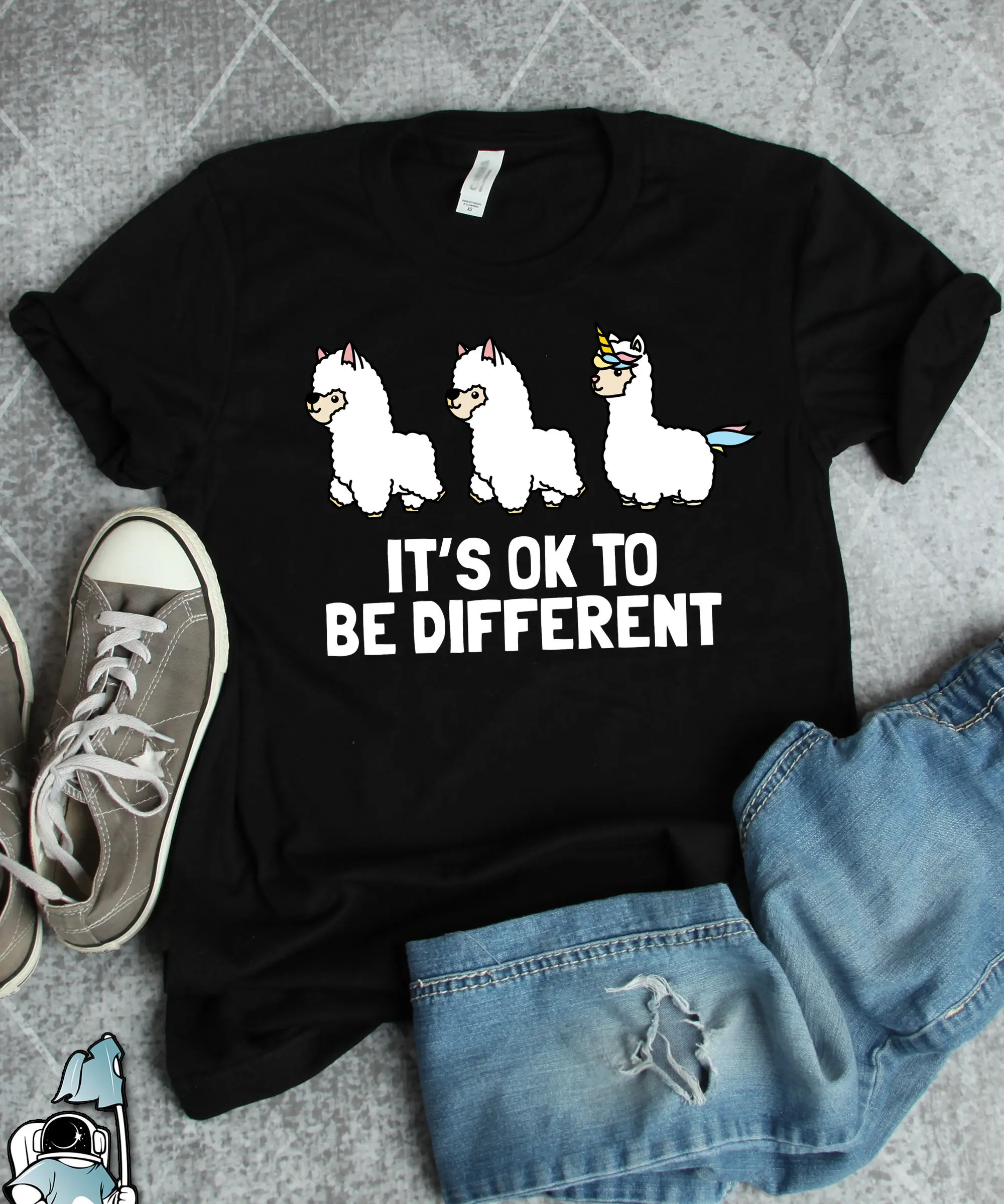 Unique T Shirt It's OK To Be Different Alpaca Autism Awareness Individual Special Disability