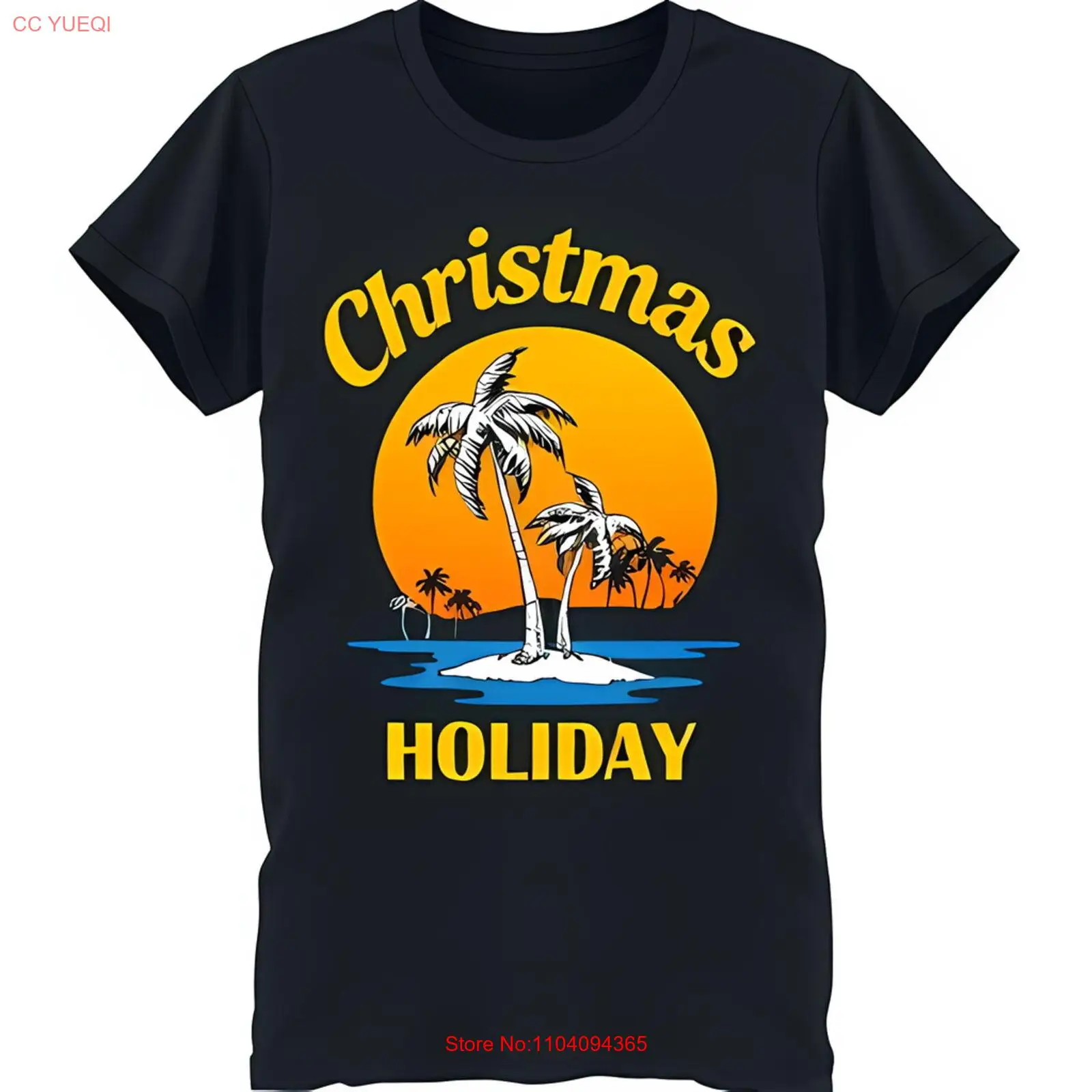 

Черная футболка с ярким рисунком заката и текстом «Рождественских праздников»