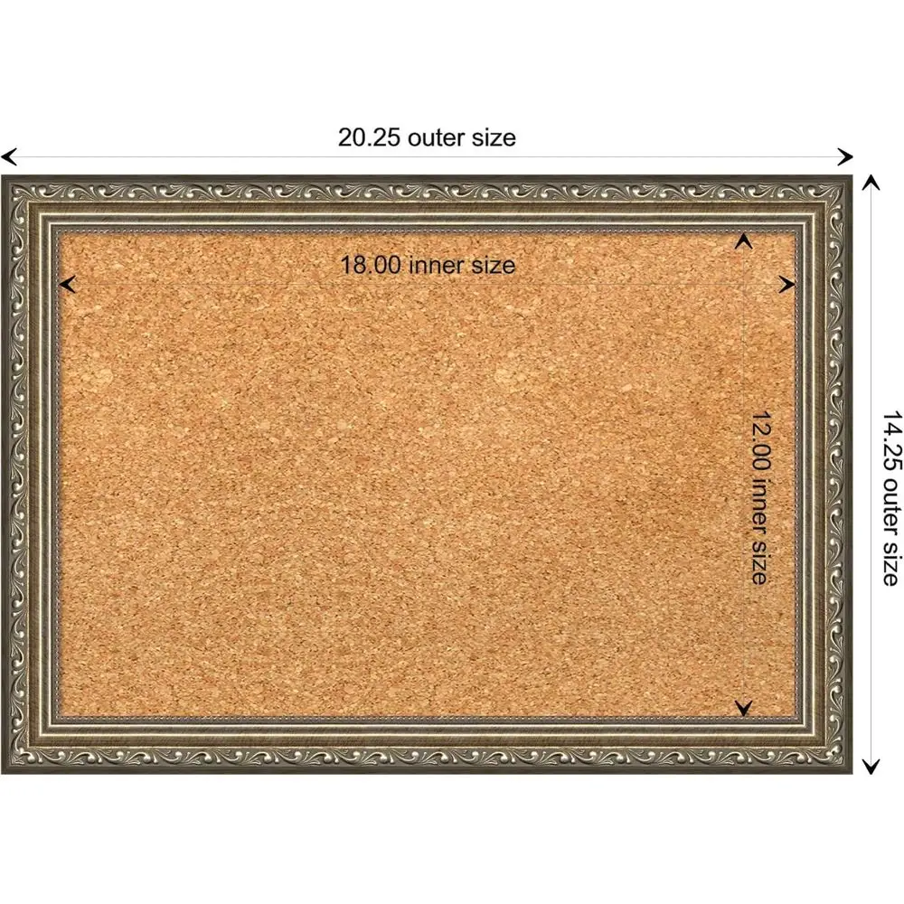 لوح حائط من الفلين بإطار فضي مقاس 14 × 20: رؤية وتنظيم المكتب المنزلي