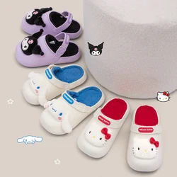 Sanrio Kawaii Hello Kitty Slippers Sanrio Melody Cinnamoroll Cartoon Cute EVA Waterproof Soft Fur Warm Indoor Home Slippers