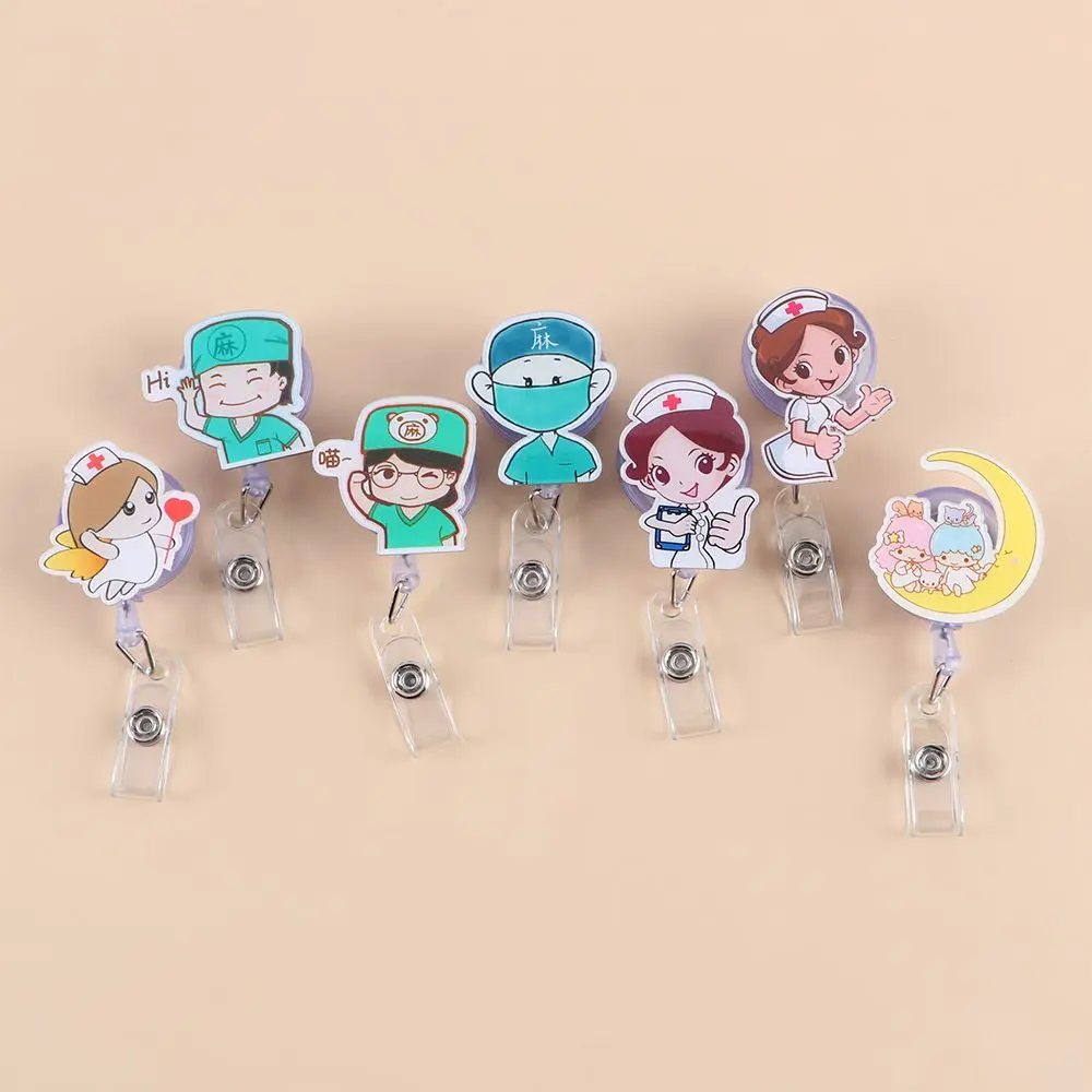 High Quality Students Card Holder Nurse Doctor Name Tag Name Card Holder ID Card Clips Badge Holder Retractable Badge Reel