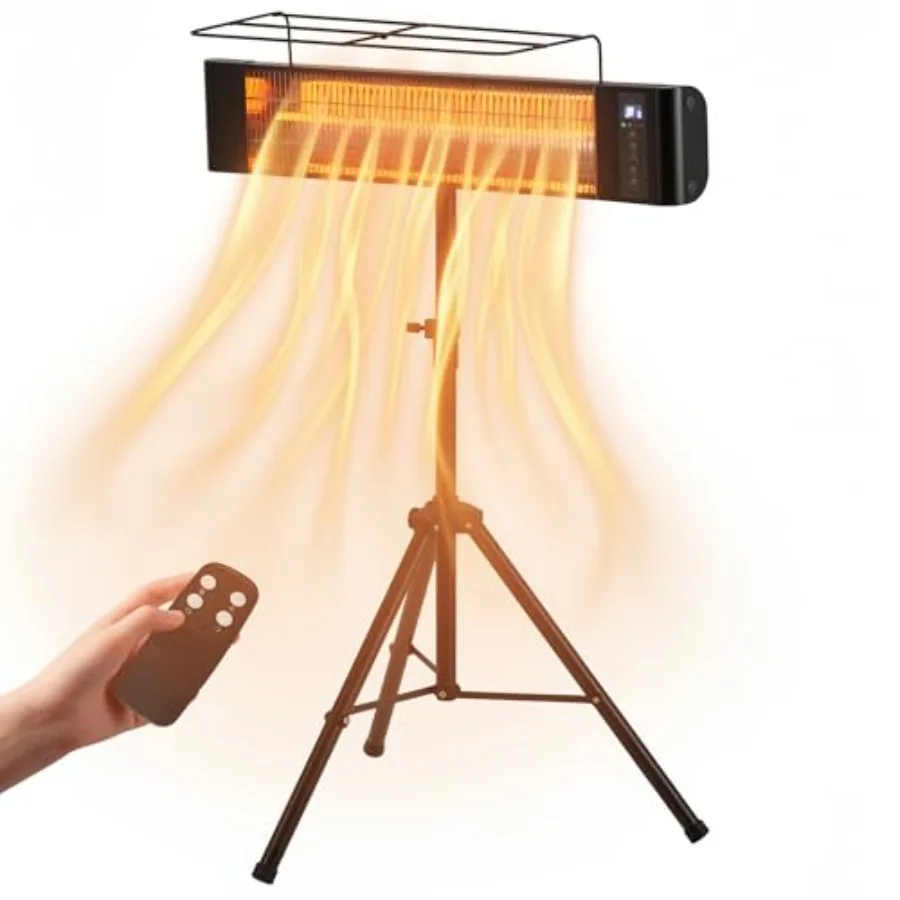 

Infrared Patio Heater 1500W Outdoor Heaters Electric Space Heater 3 Heating Modes Outdoor Indoor Use Wall Mounted Tripod 12H Ti
