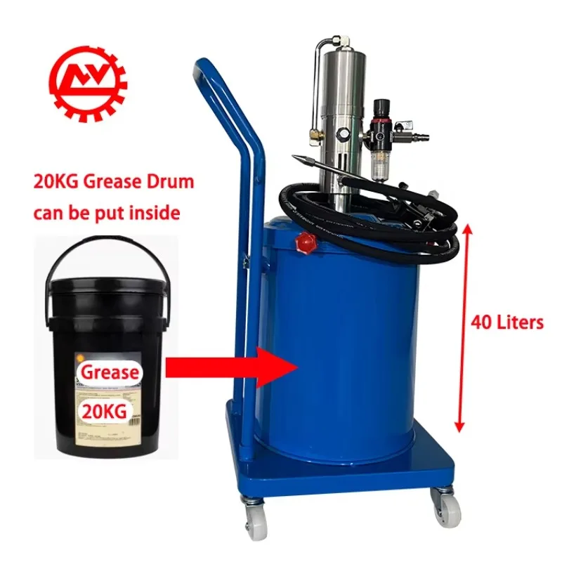 40L 50:1Mobile Air Barrel Transfer High Pressure Pneumatic Bucket Dispenser Grease Pump With Tank