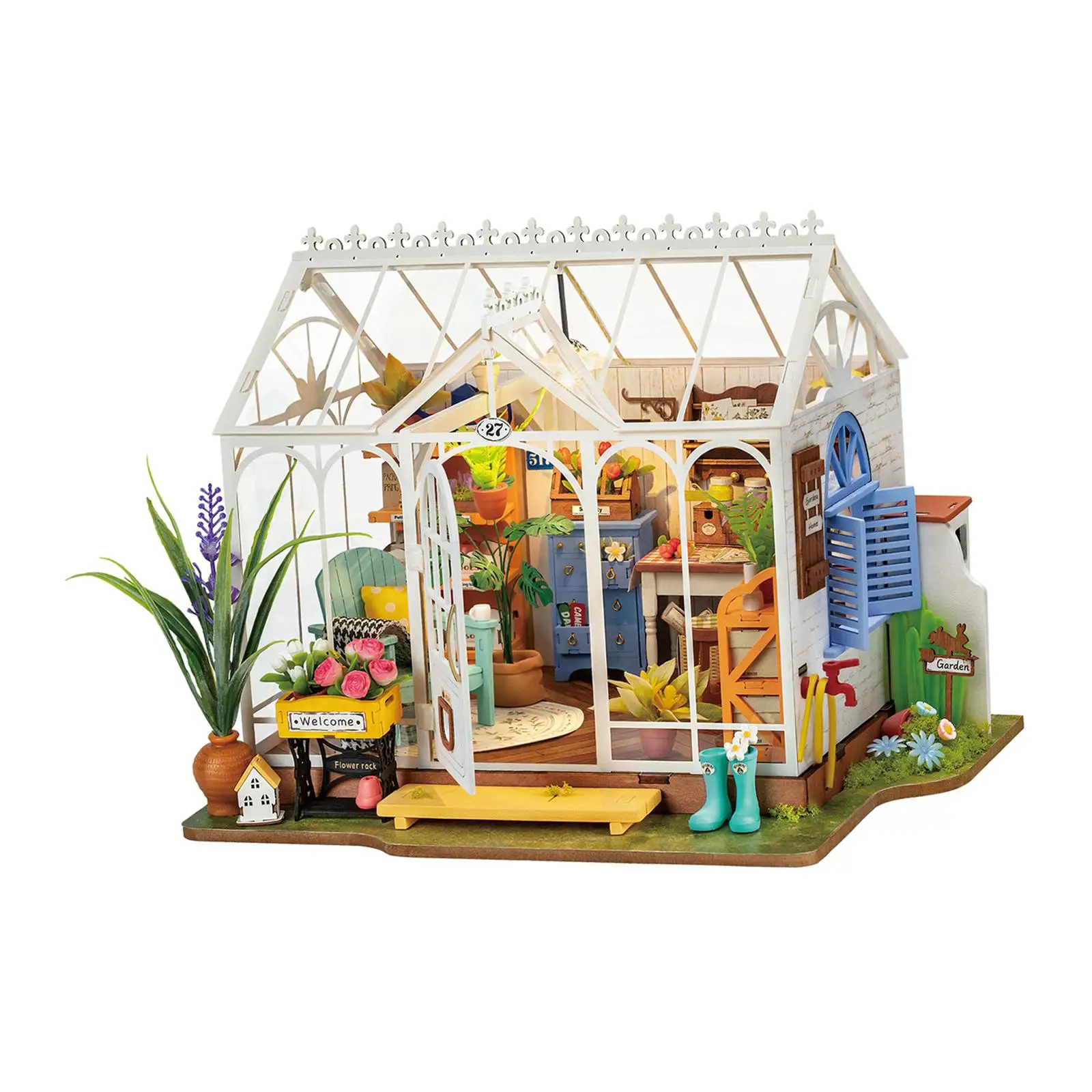 Houten miniatuur poppenhuis Leuk om creatief houten huis te bouwen voor kinderen en tieners